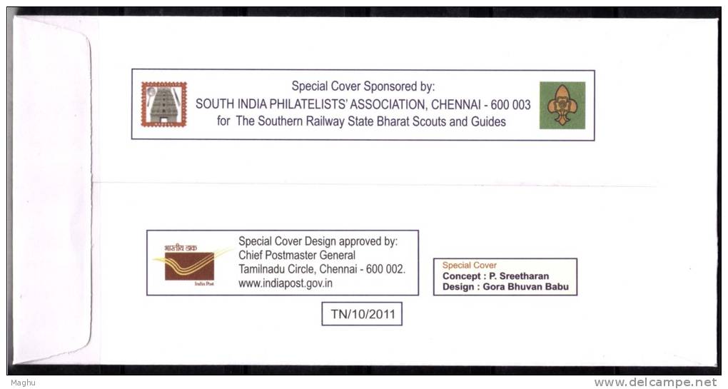 100 Yrs Of Girl Guide  Movement In India, Spl Cover 2011 Southern Railway State Bharat Scouts & Guides, Scouting, Train, - Other & Unclassified