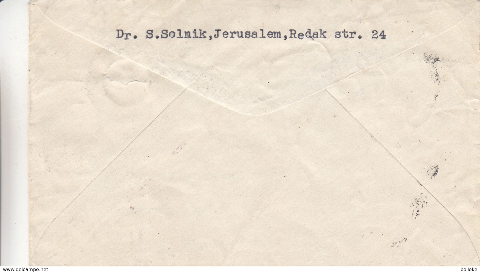 Palestine - Lettre Avion De 1935 - Oblit Jerusalem - Exp Vers Anvers En Belgique - Avec 2 Blocs De 4 - Palestine