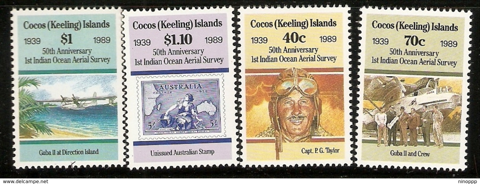 Cocos (Keeling) Islands SG 207-210 1989 1st Aerial Survey 50th Anniversary - Cocos (Keeling) Islands