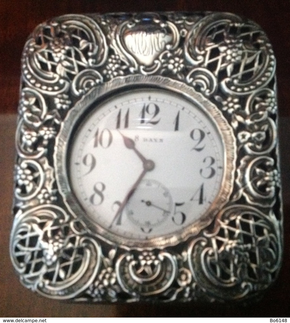 ANTICO PORTAOROLOGIO Da Tavolo In ARGENTO Punzone  LONDRA  1896 Con OROLOGIO - Orologi Antichi