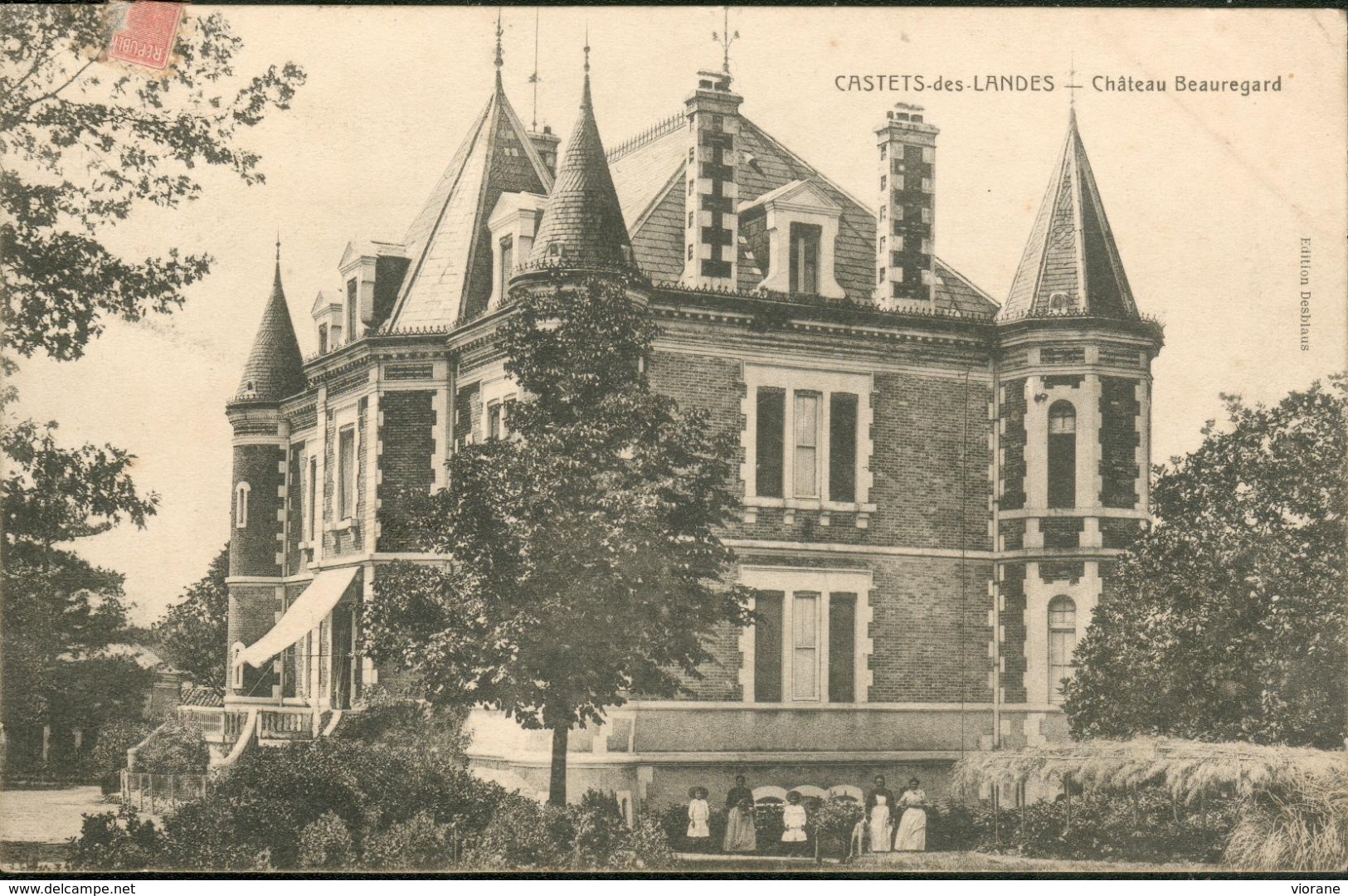 Château Beauregard    (timbre Oblitéré Par Gare De Lalugue) (rare) - Castets