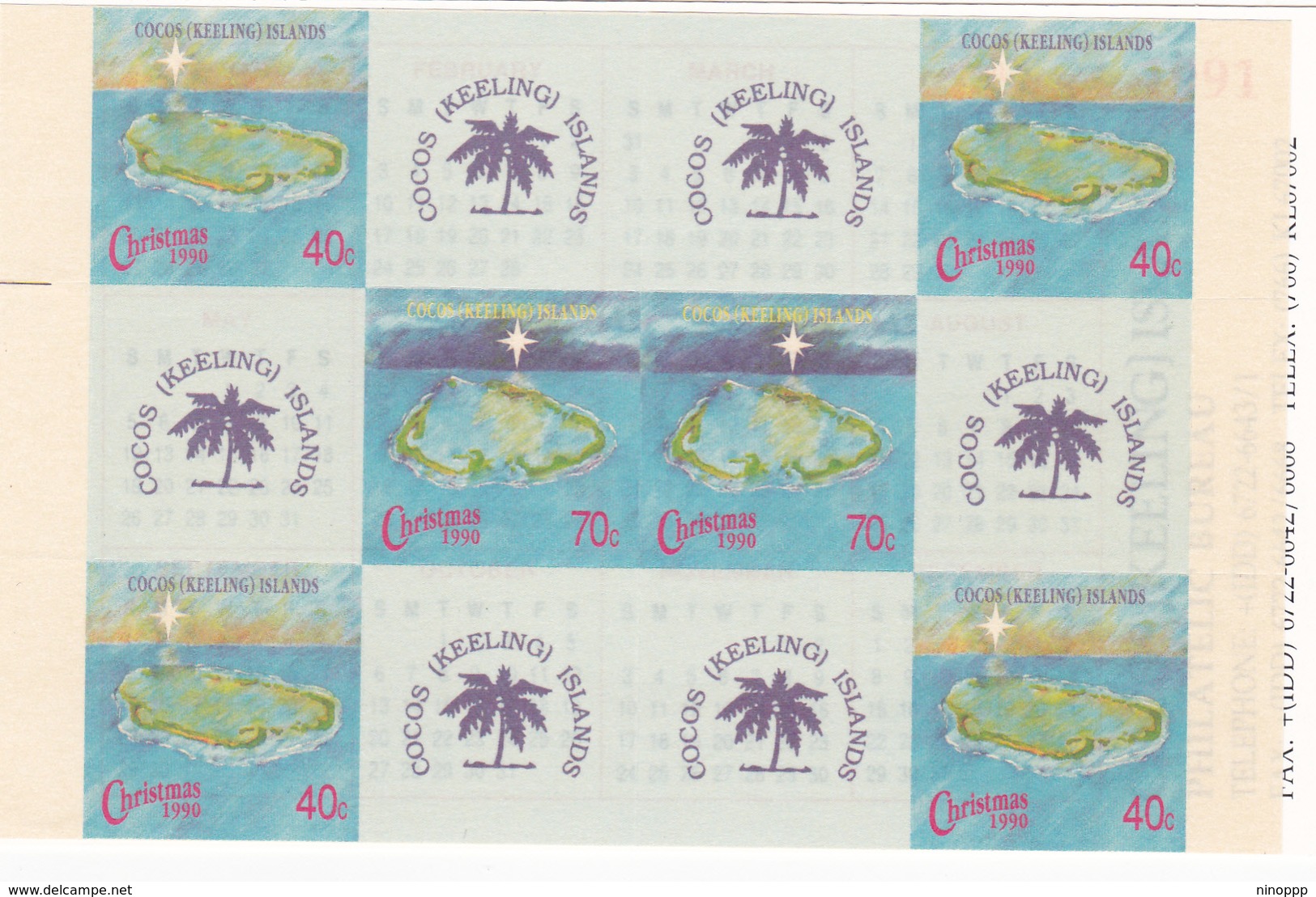 Cocos (Keeling) Islands SG 231b 1990 Christmas Booklet Pane MNH - Cocos (Keeling) Islands