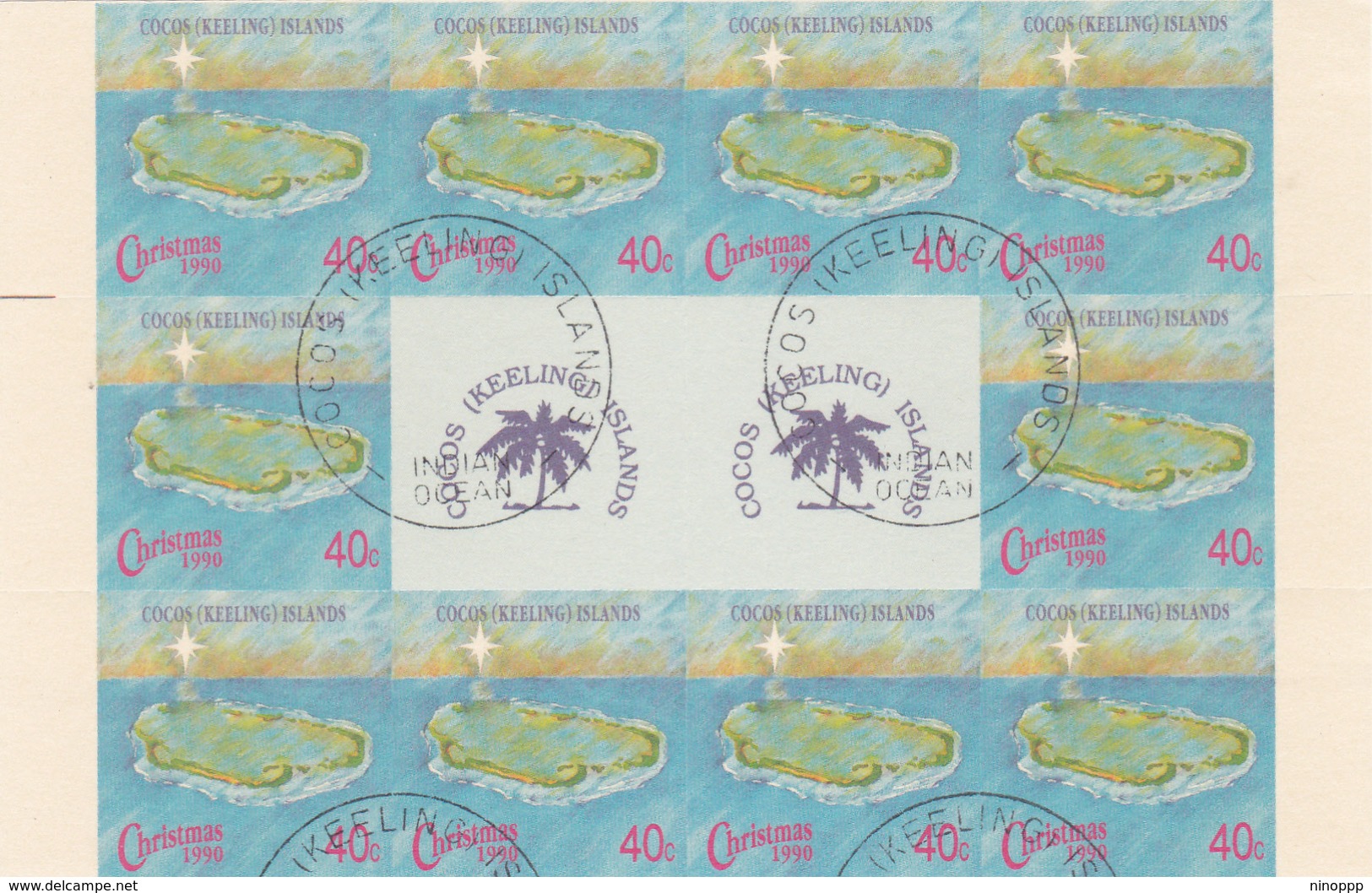 Cocos (Keeling) Islands SG 231b 1990 Christmas Booklet Pane Used - Cocos (Keeling) Islands