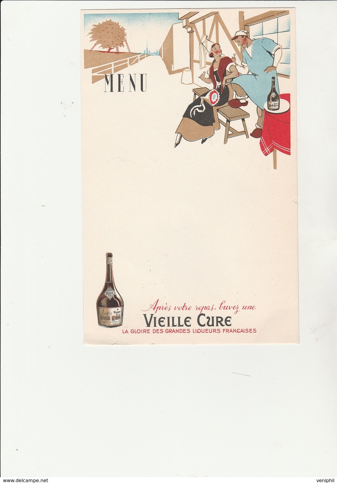 MENU   VIEILLE CURE  LA GLOIRE DES LIQUEURS FRANCAISES - Menükarten