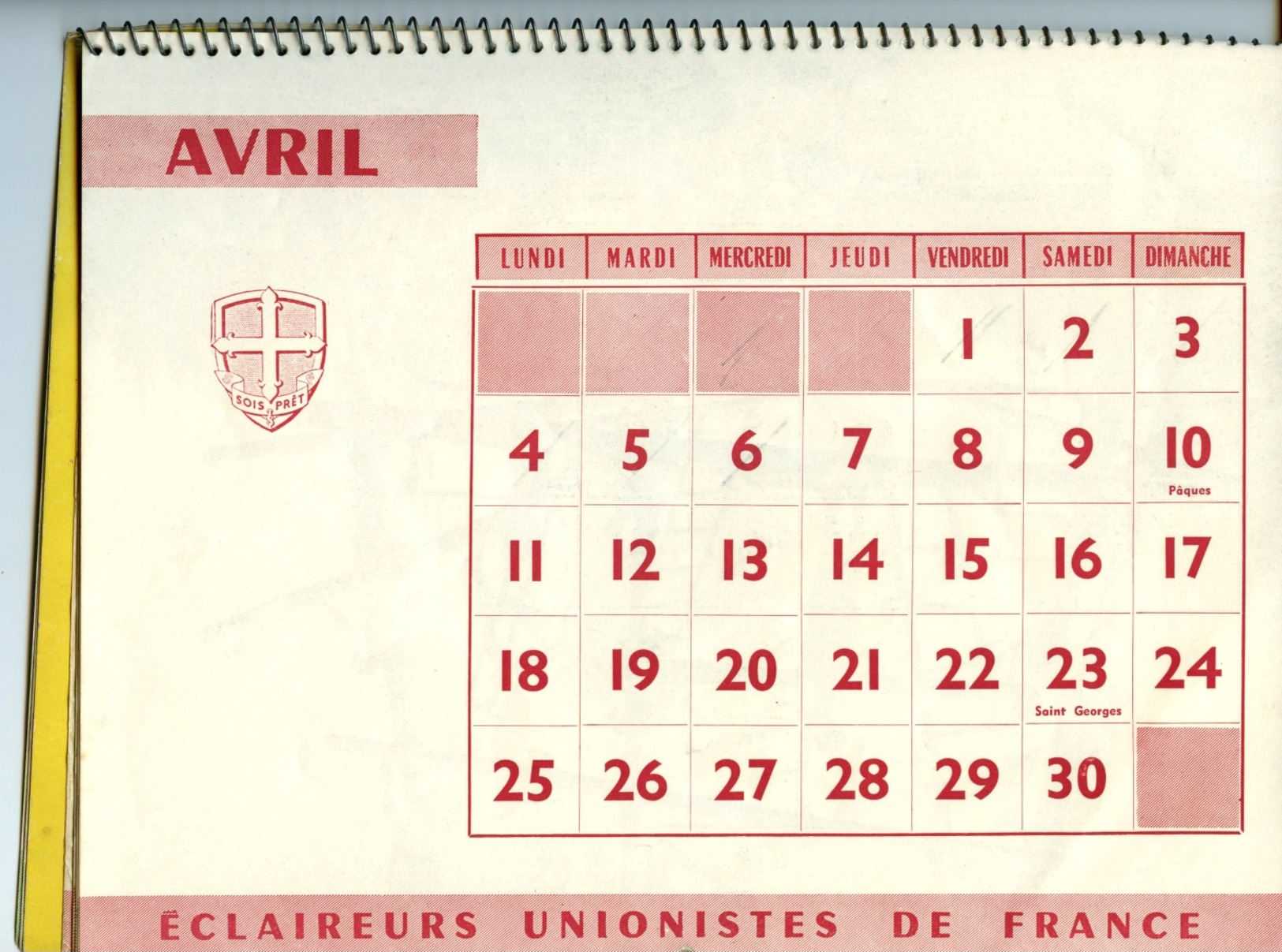 CALENDRIER 1955 - ECLAIREURS UNIONISTES DE FRANCE - Scoutisme