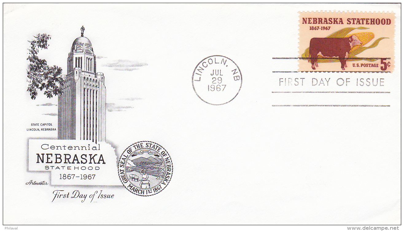 FDC  Centennial Nebraska Statehood - Lincoln 29 Jul 1967 - 1961-1970