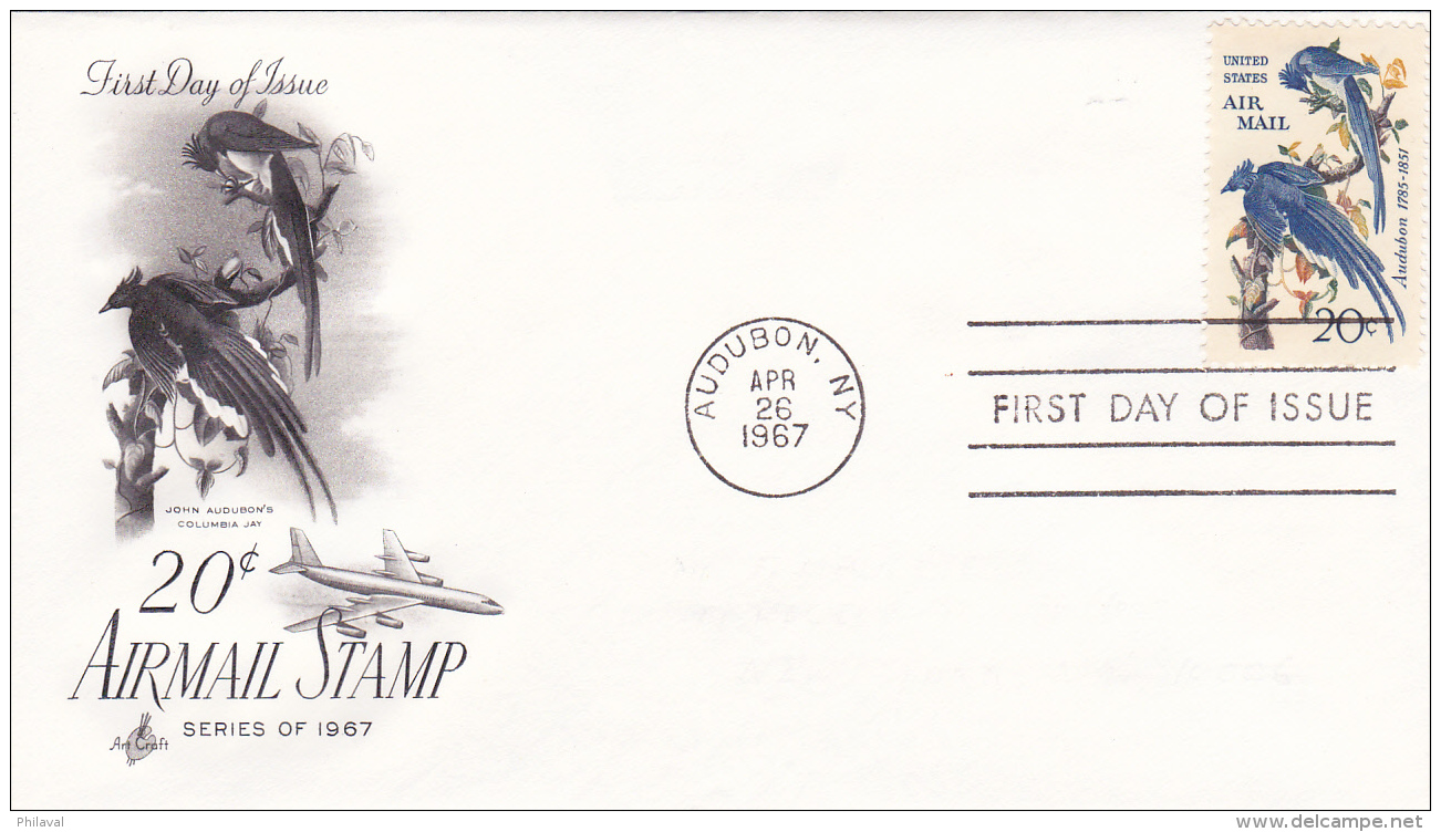 FDC  Airmail Stamp - Audubon 26 Apr. 1967 - 1961-1970