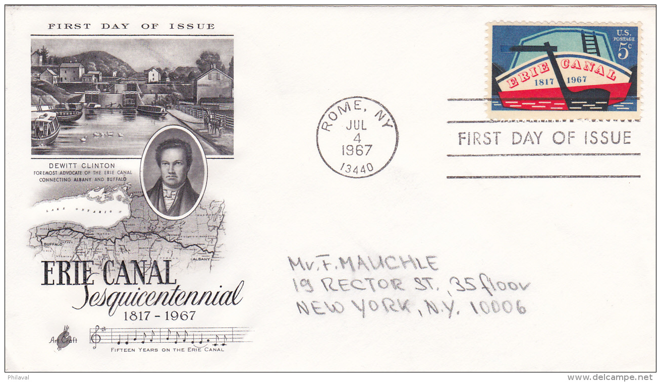 FDC  Erie Canal Sesquicentennial 1817-1967 / Rome 4 Jul 1967 - 1961-1970