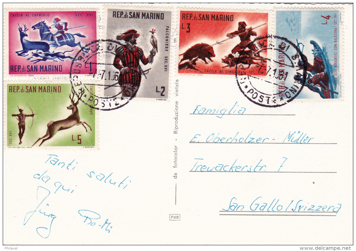 Affranchissement Sur Carte  Postale De St.Marin - 7.7.1961 - Cartas & Documentos