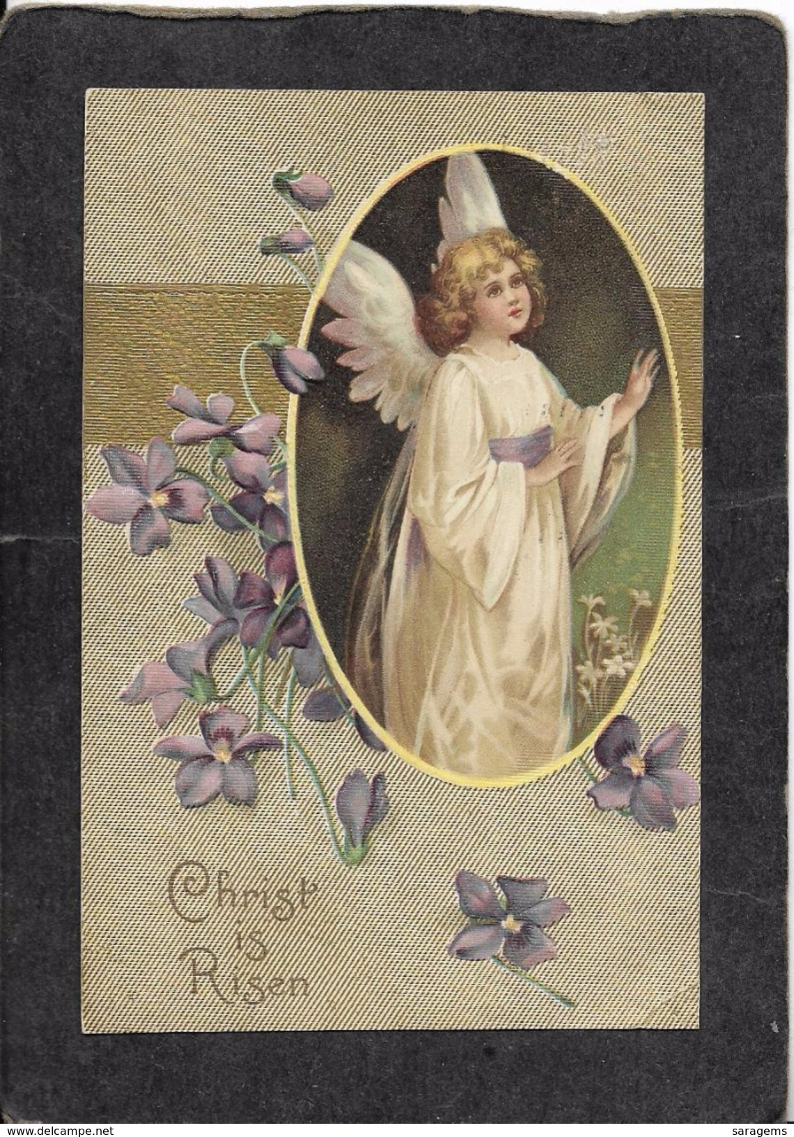 Pretty Young Angelic Girl"Christ Is Risen" 1910 - Ellen Clapsaddle Antique Postcard - Clapsaddle