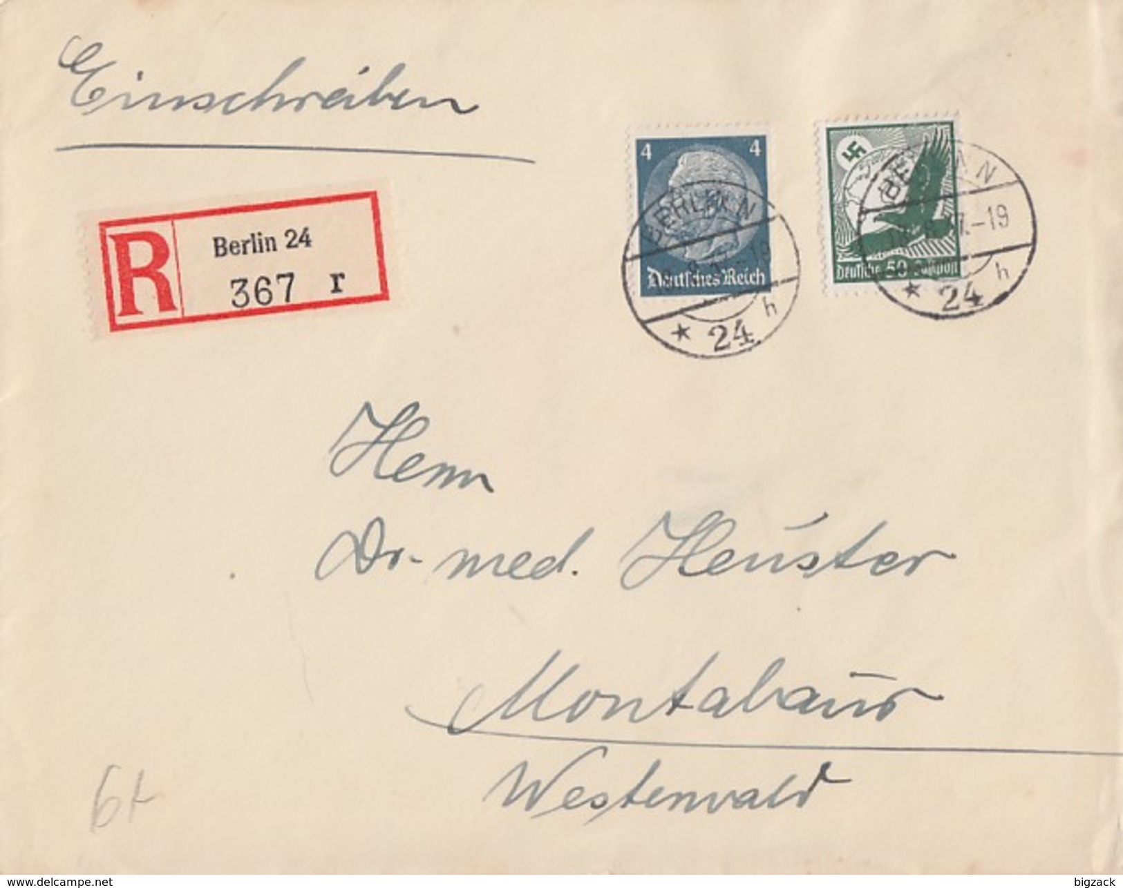 DR R-Brief Mif Minr.514,535 Berlin 18.8.37 Gel. Nach Montabaur - Briefe U. Dokumente