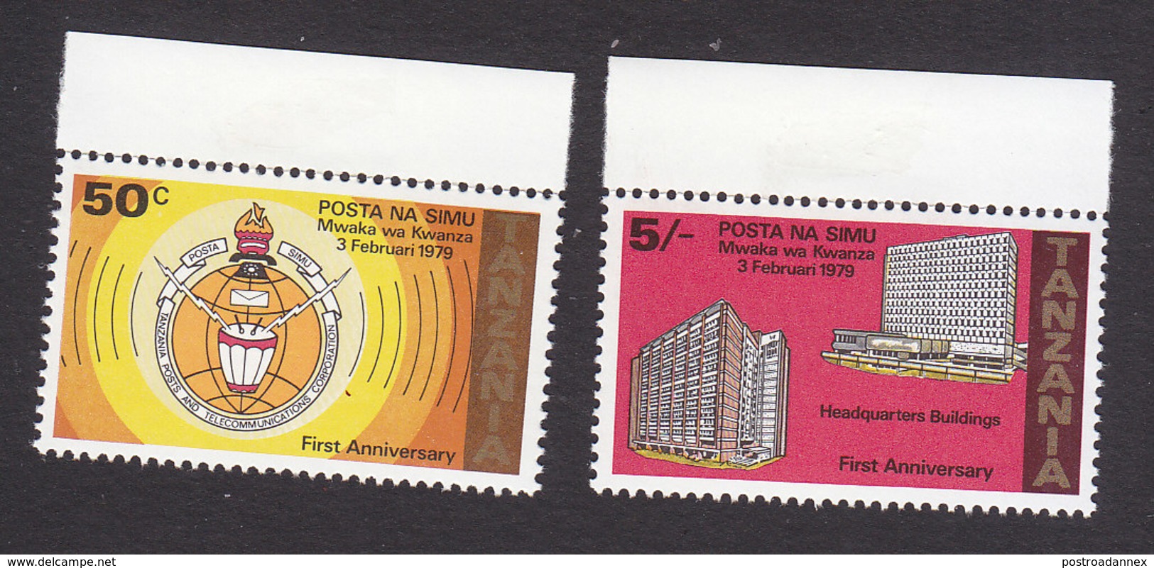 Tanzania, Scott #121-122, Mint Never Hinged, Tanzania Post And Telecommunications, Issued 1979 - Tanzania (1964-...)