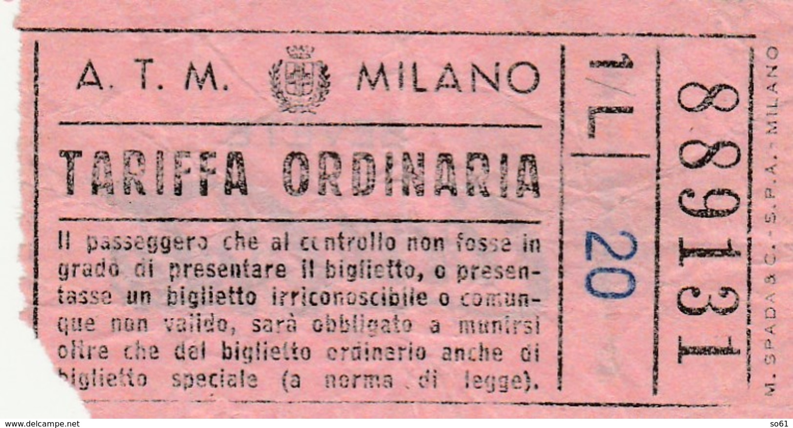 6633 Lp   Biglietto A T M  Tram Anni '50 Pubblicità Coca Cola - Europa