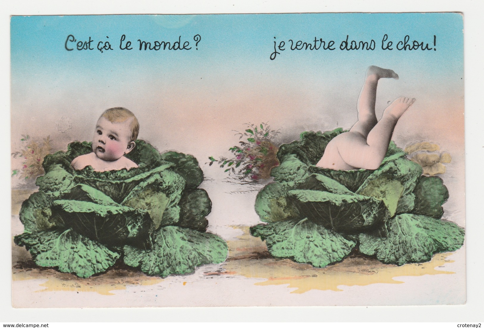 Carte Fantaisie Bébés Dans Le Chou N°3999 En 1962 - Baby's