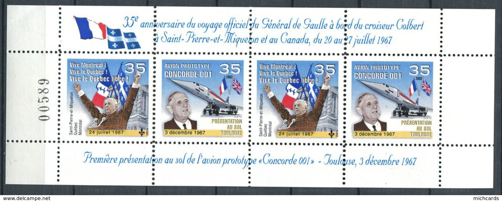 201 FRANCE 1967 - Vignette Gl De GAULLE A Toulouse Concorde - Feuille De 4 - Neuf ** (MNH) Sans Charniere - De Gaulle (General)