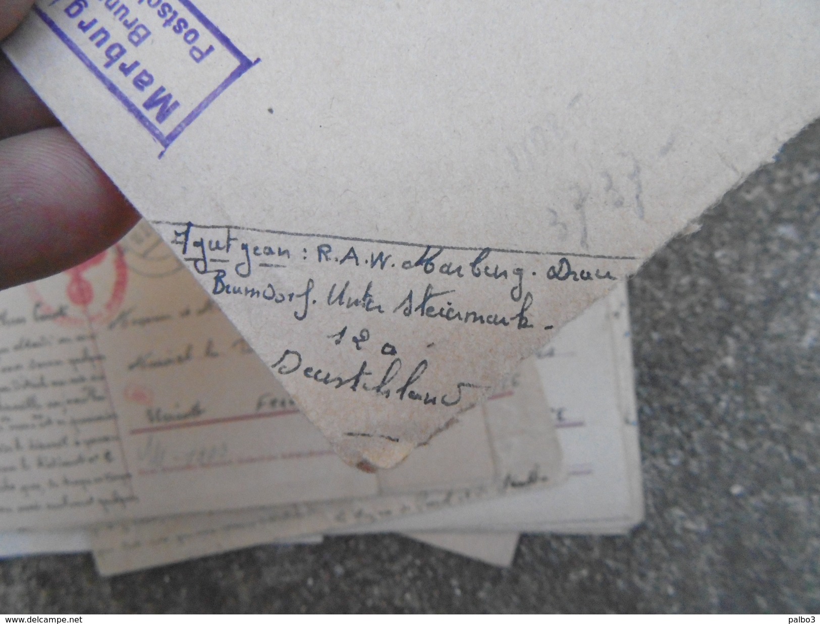 Lot de 180 Correspondance d'un Prisonnier de Guerre STALAG Polten Autriche + Carte Reichbahn