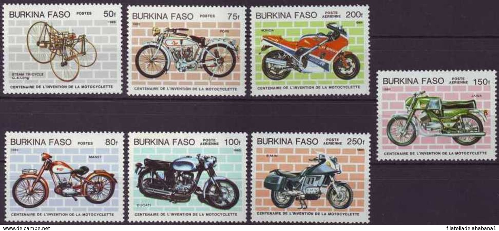 F-EX3384 BURKINA FASO COMPLETE SET MNH 1985 MOTORCICLE - Burkina Faso (1984-...)