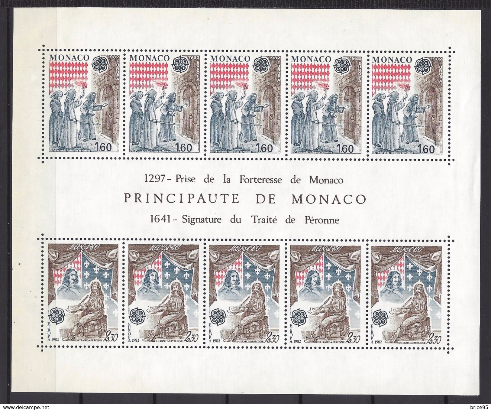 Monaco Bloc N° 22 ** Prise De La Forteresse De Monaco Et Signature Du Traité De Péronne - Blokken