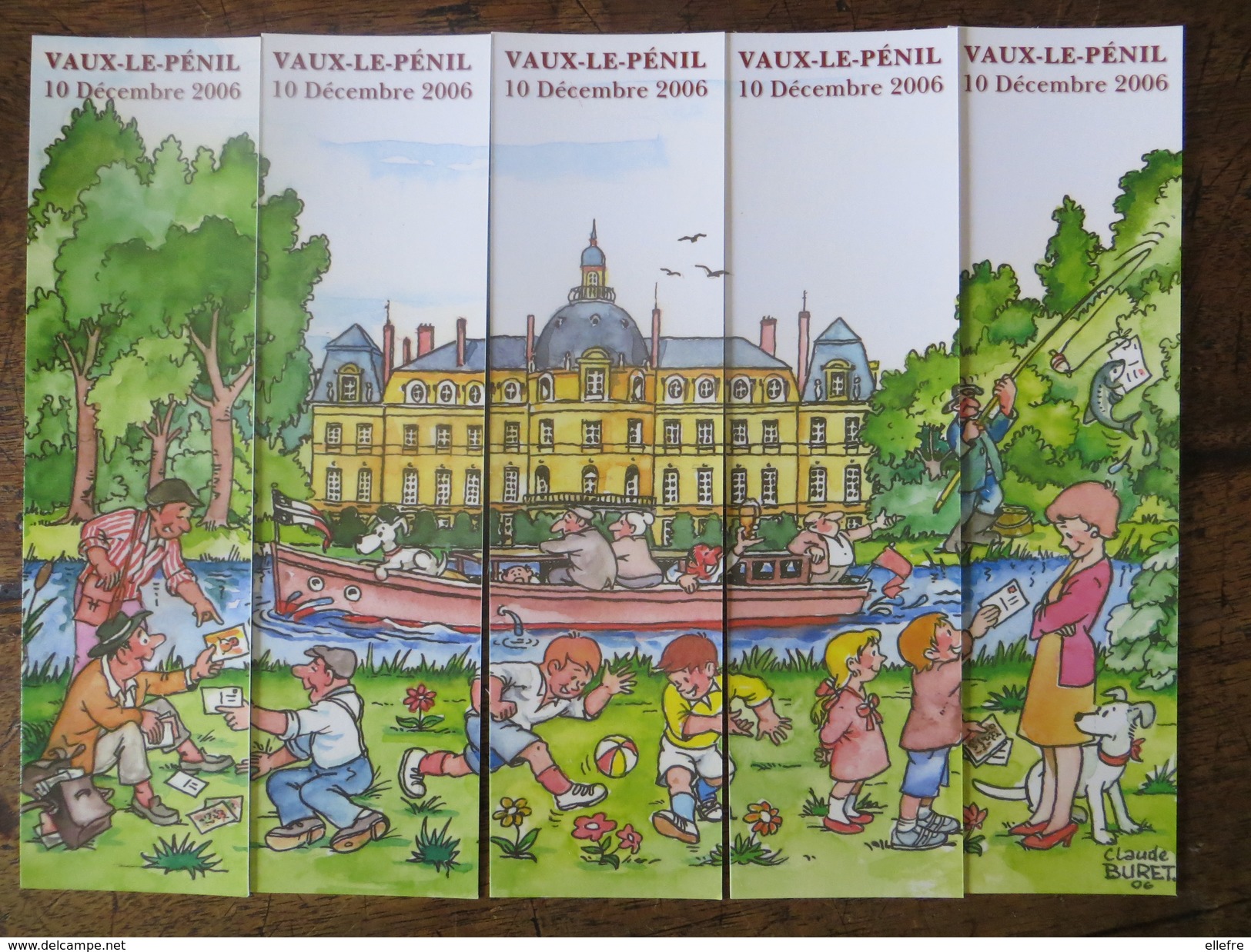 Lot De 5 Marque Page Puzzle Vaux Le Penil 2006 Illustrateur Claude Buret  - Ed Amatteis Tbe - Marque-Pages