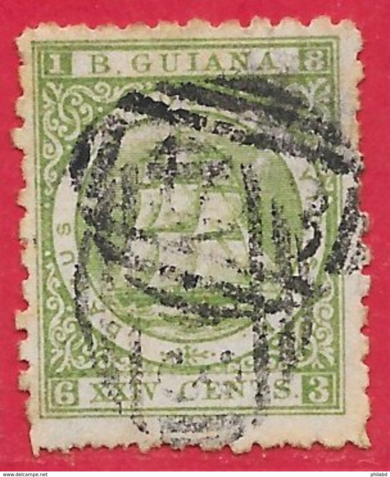 Guyane Britannique N°31 24c Vert (dentelé 10) 1863-75 O - Guyane Britannique (...-1966)