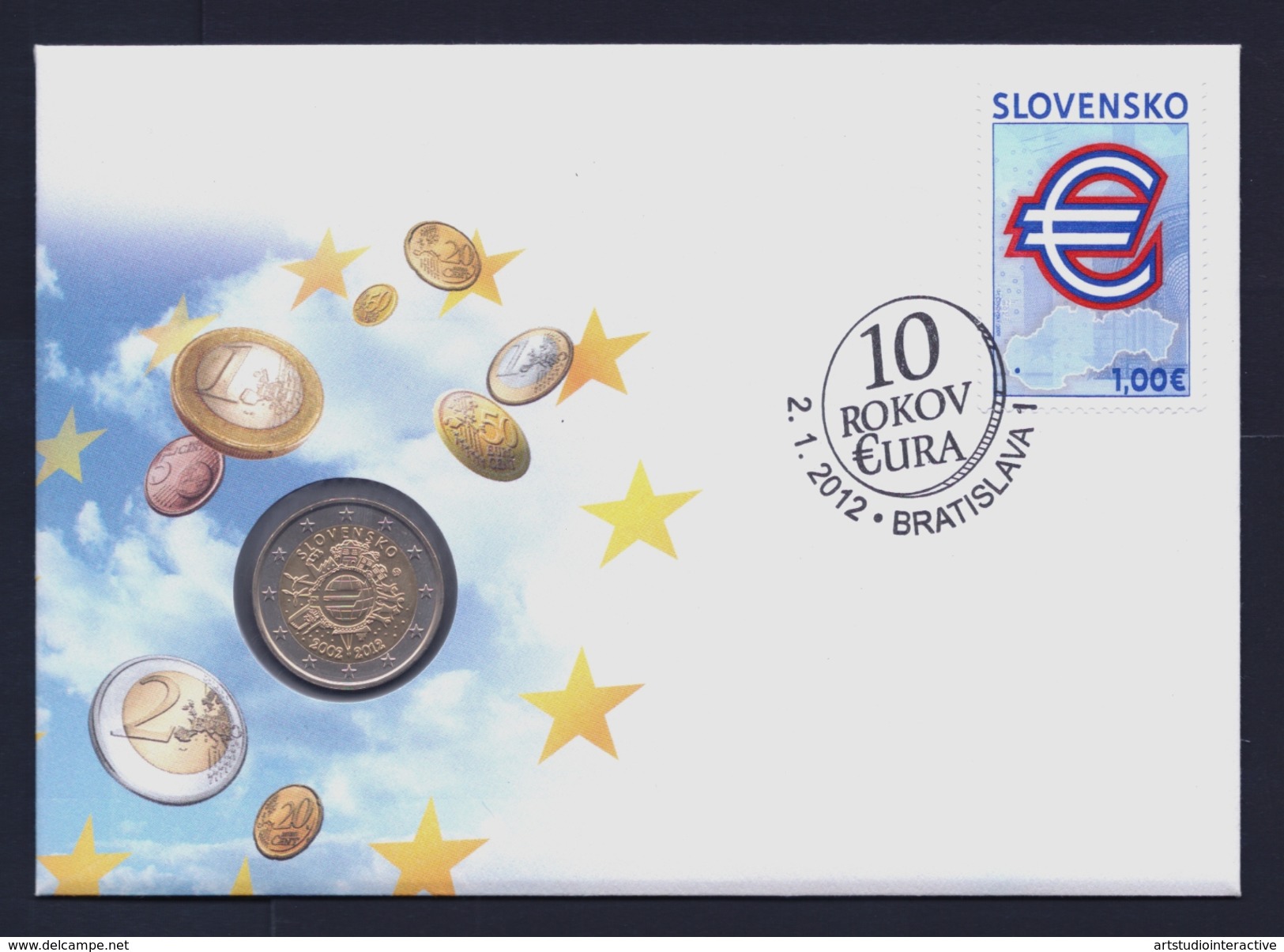 2012 SLOVACCHIA "EMISSIONE COMUNE" 2 EURO COMMEMORATIVO FDC (BUSTA FILATELICO / NUMISMATICA) - Slovacchia