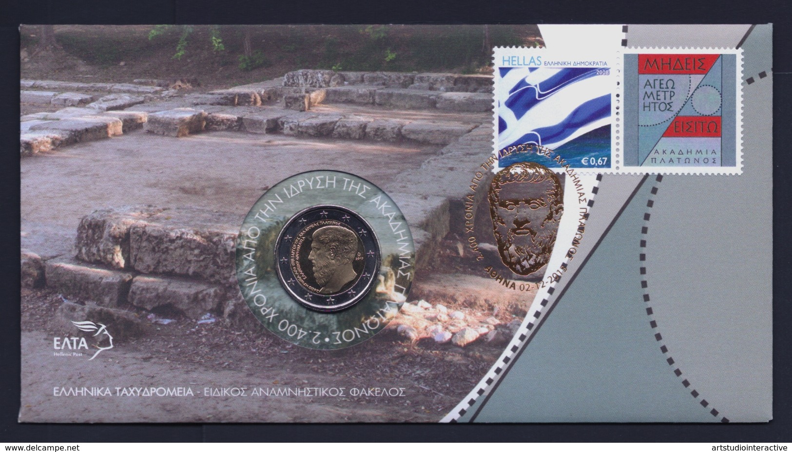 2013 GRECIA "100 ANN. UNIONE CRETA ALLA GRECIA" 2 EURO COMMEMORATIVO FDC (BUSTA FILATELICO / NUMISMATICA) - Grecia