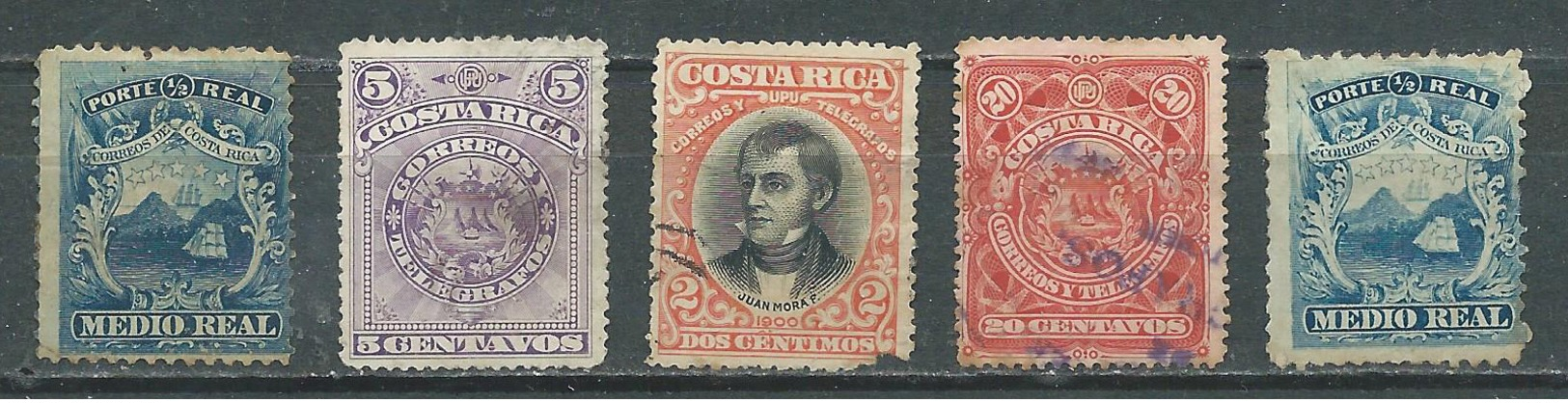 Costa Rica 5x Timbres Différents Oblitéré ° - Costa Rica