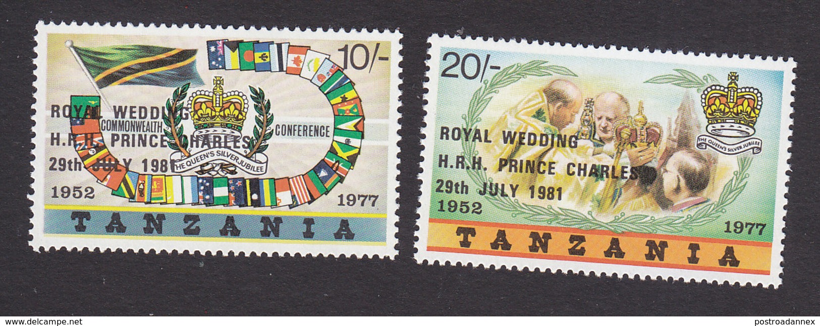 Tanzania, Scott #179-180, Mint Hinged, Royal Wedding, Issued 1981 - Tanzania (1964-...)