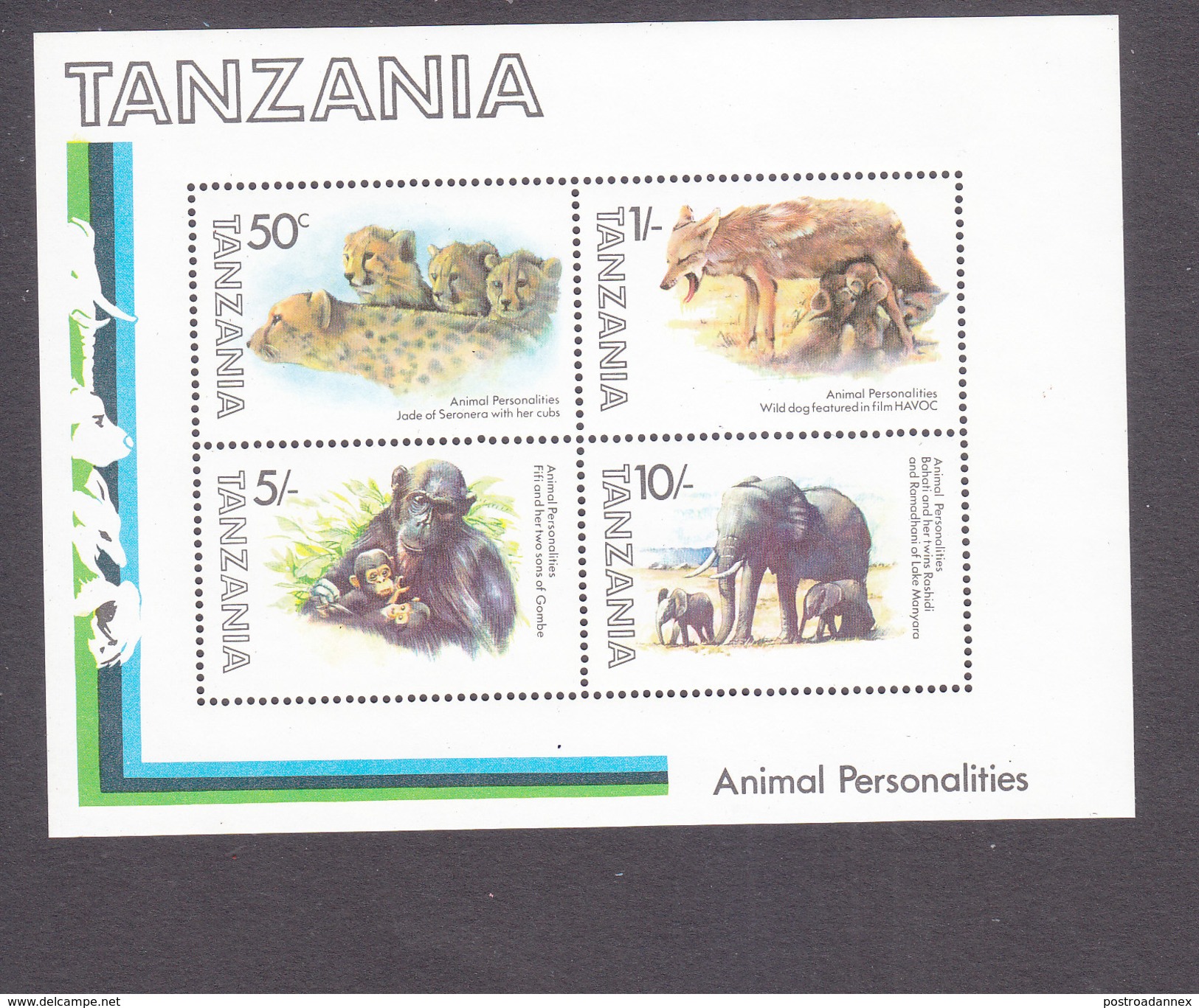 Tanzania, Scott #204a, Mint Never Hinged, Animals, Issued 1982 - Tanzania (1964-...)