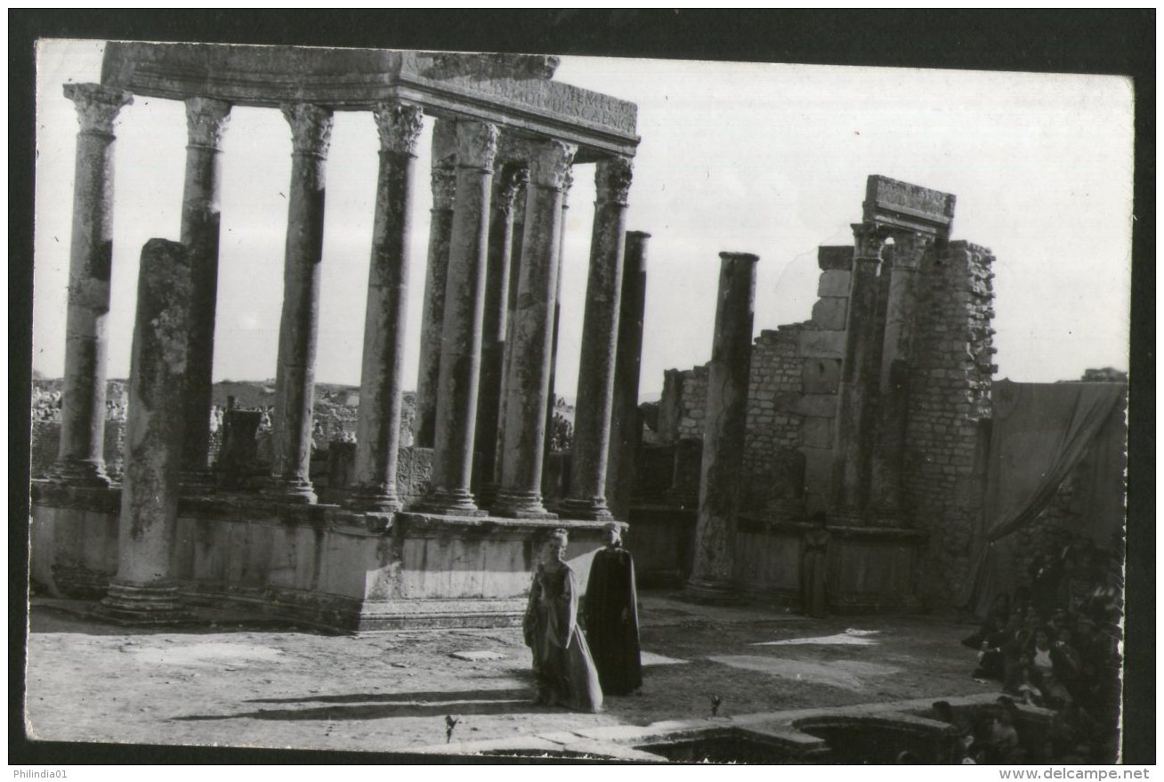 Tunisia 1968 Dougga Antique Theatre View / Picture Post Card To Germany # 127 - Tunisia