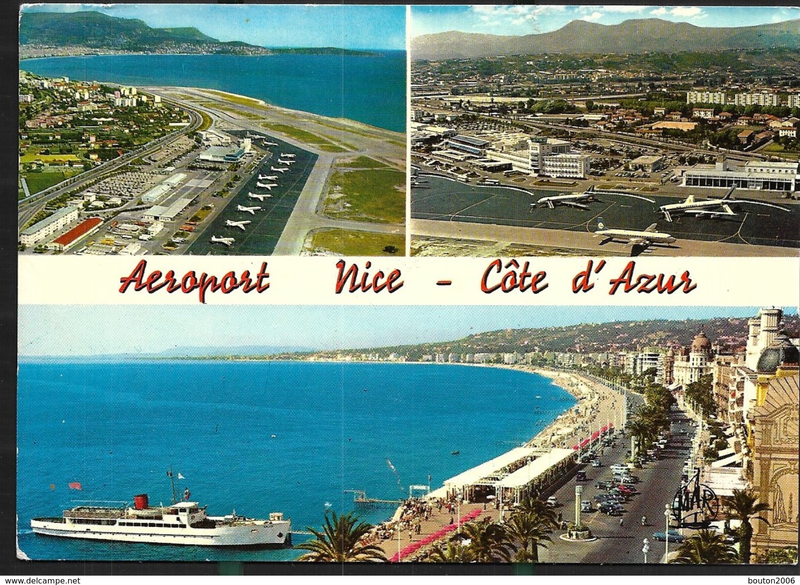 Nice 1971 Aéroport Et La Promenade Des Anglais Abimée En Bas - Transport Aérien - Aéroport