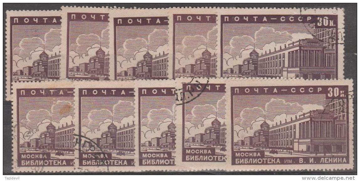 RUSSIA -  1939 30k Lenin Library X10. Clearance Lot. Scott 708. Used - Used Stamps