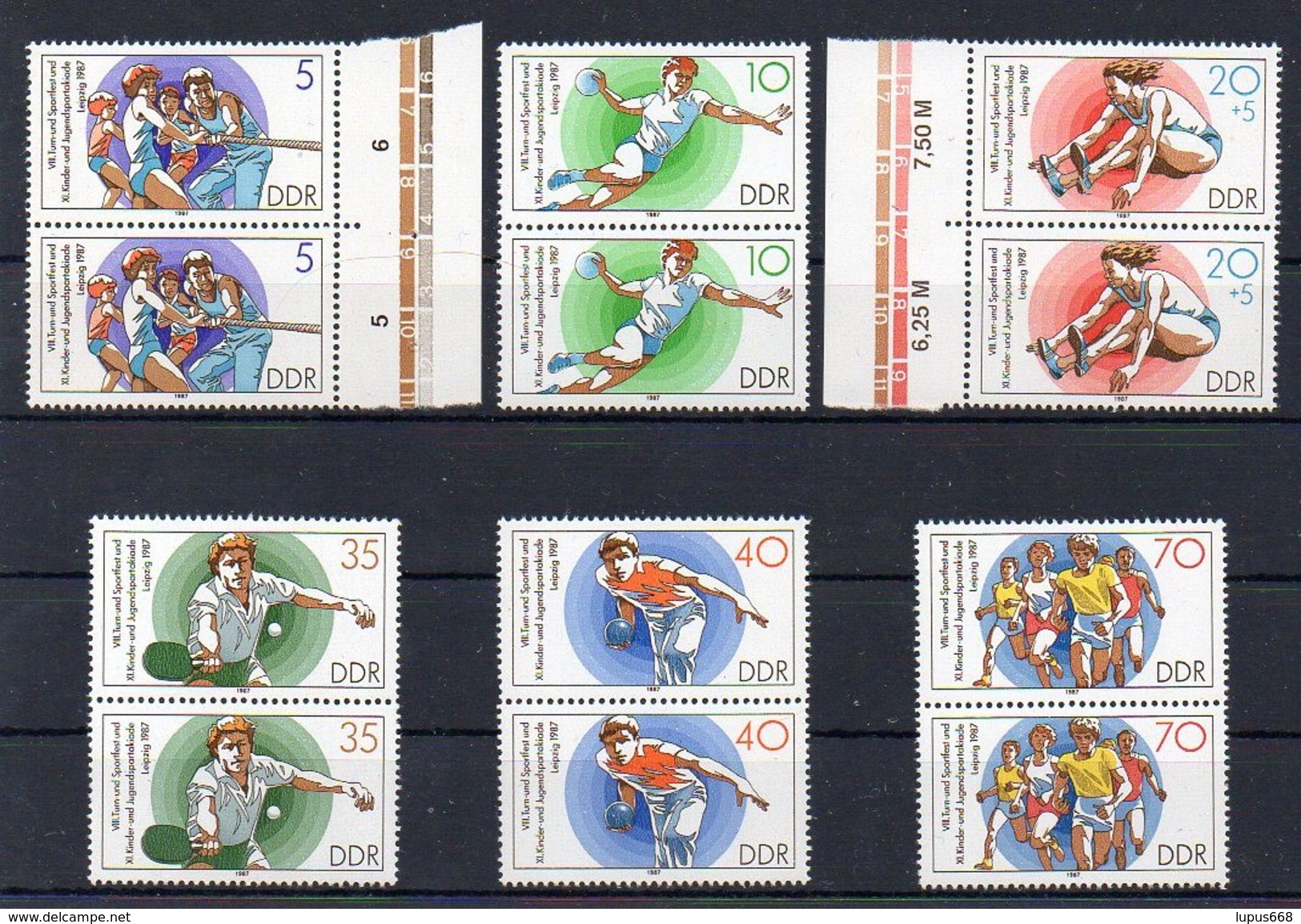 DDR  1987  MiNr. 3111/ 3116  **/ Mnh  Paare ; Kinder- Und Jugendsport - Ungebraucht