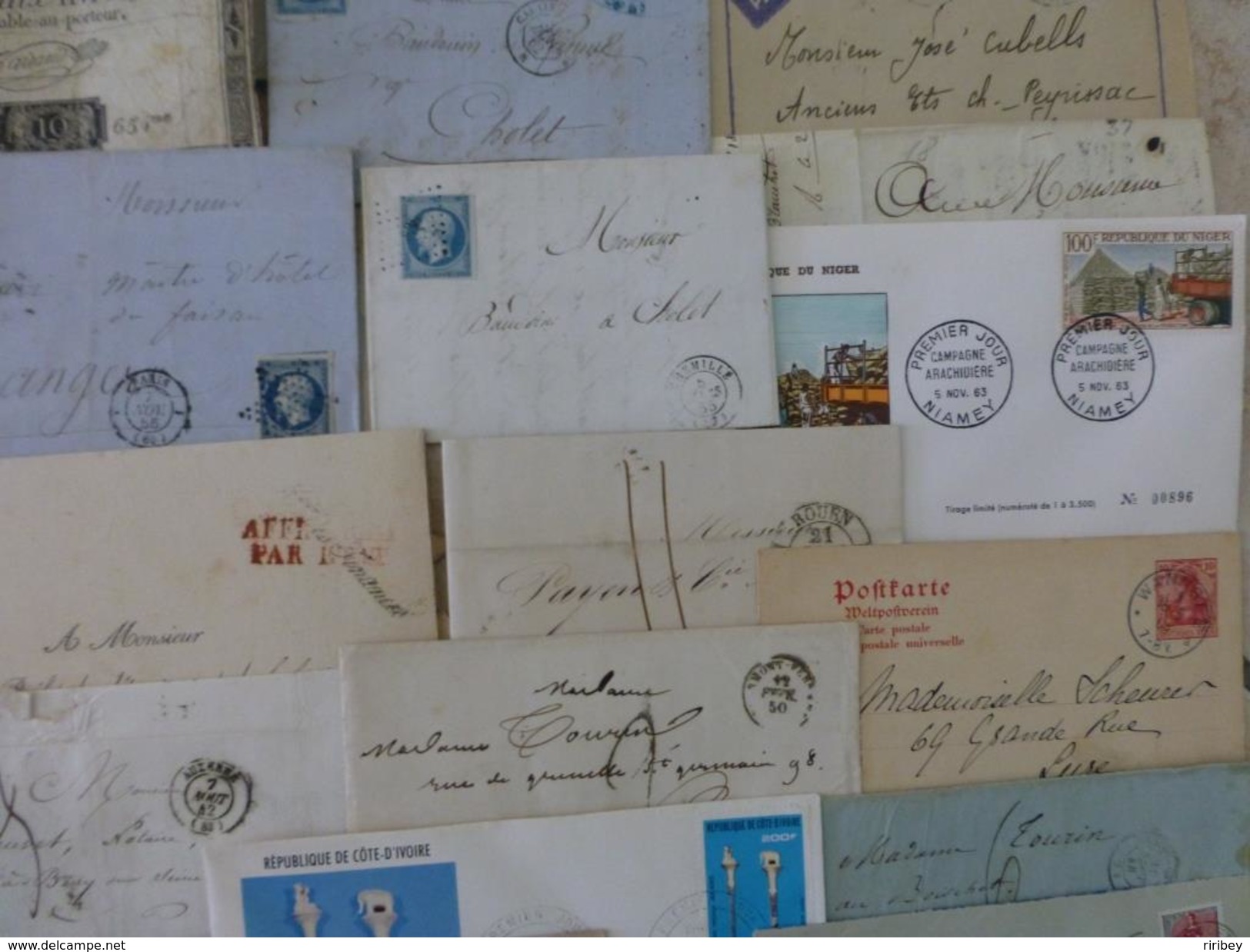 ### LOT LETTRES, MARQUES POSTALES et DOCUMENTS ###   XVIII -> XX ème - 14 scans