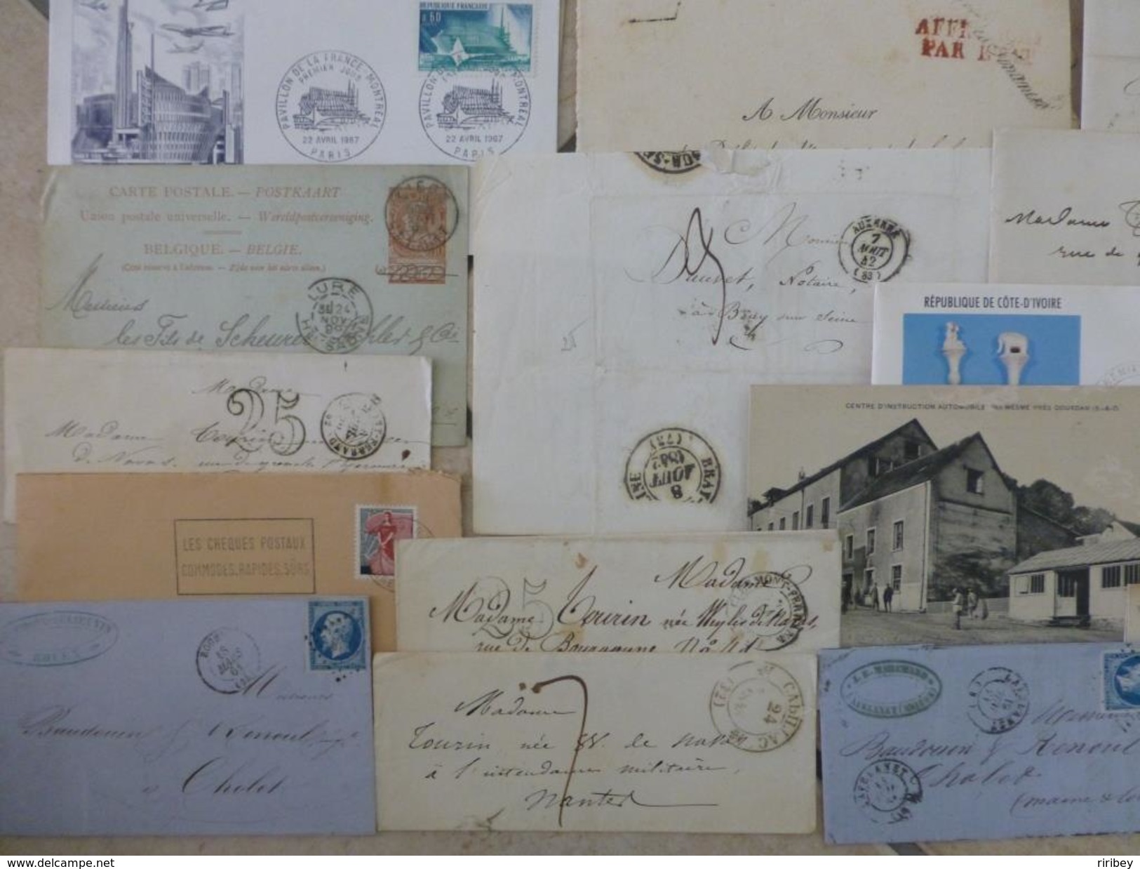 ### LOT LETTRES, MARQUES POSTALES et DOCUMENTS ###   XVIII -> XX ème - 14 scans