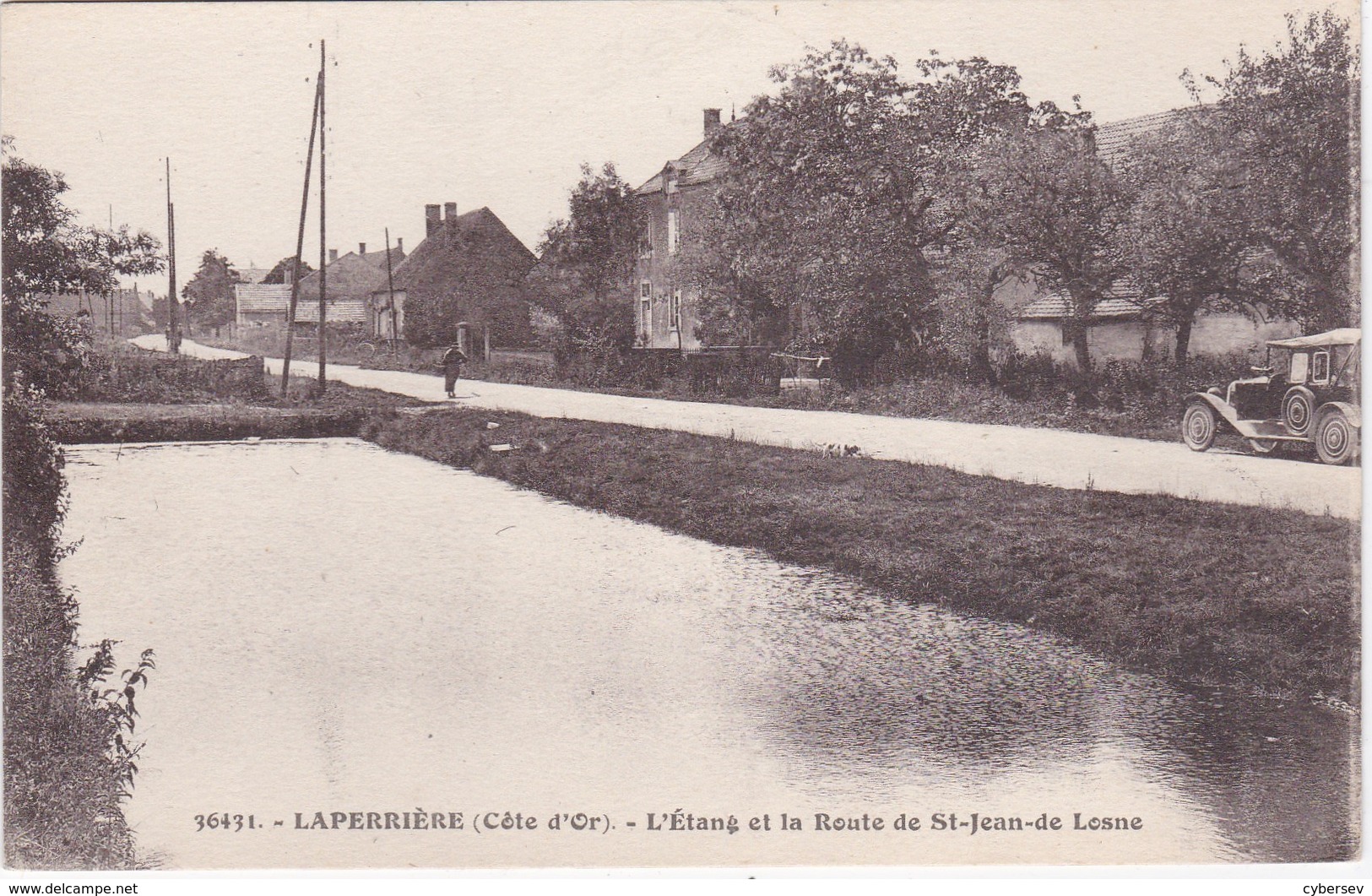 LAPERRIERE - L'Etang Et La Route De St-Jean-de-Losne - Voiture Ancienne - Autres & Non Classés