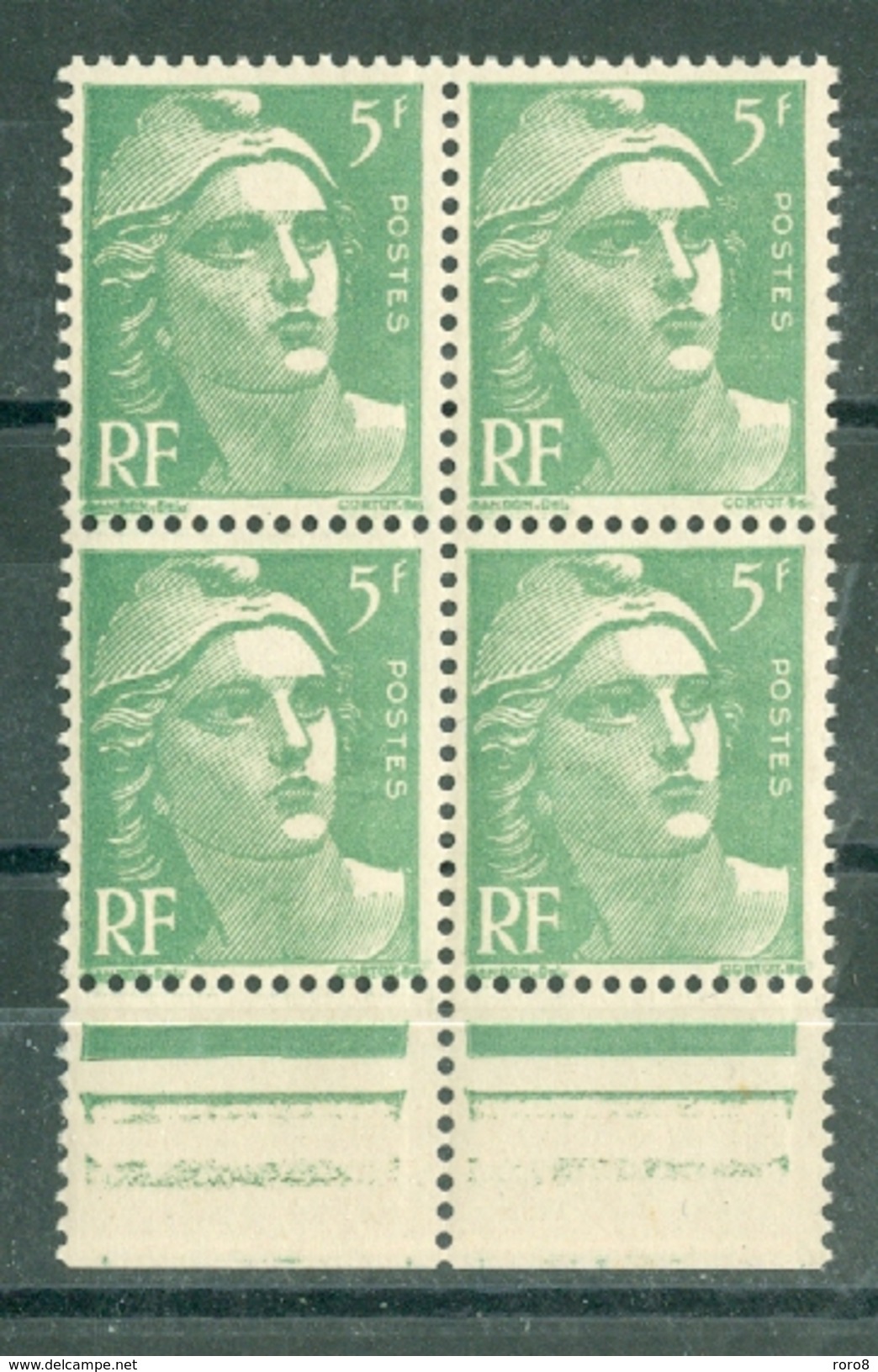 FRANCE - MARIANNE DE GANDON N° 719** MNH LUXE BLOC DE QUATRE - 1945-54 Marianne Of Gandon