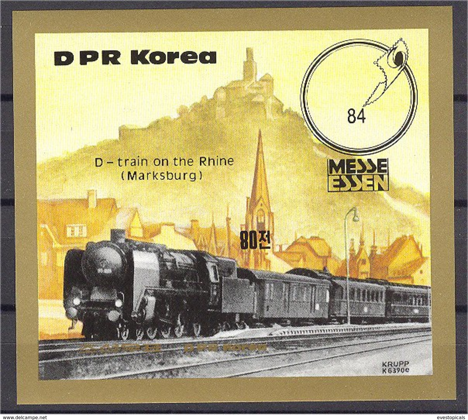 NORTH KOREA, Sheetlet TRAIN / LOCOMOTIVE, Expo Essen 84 - Corée Du Nord