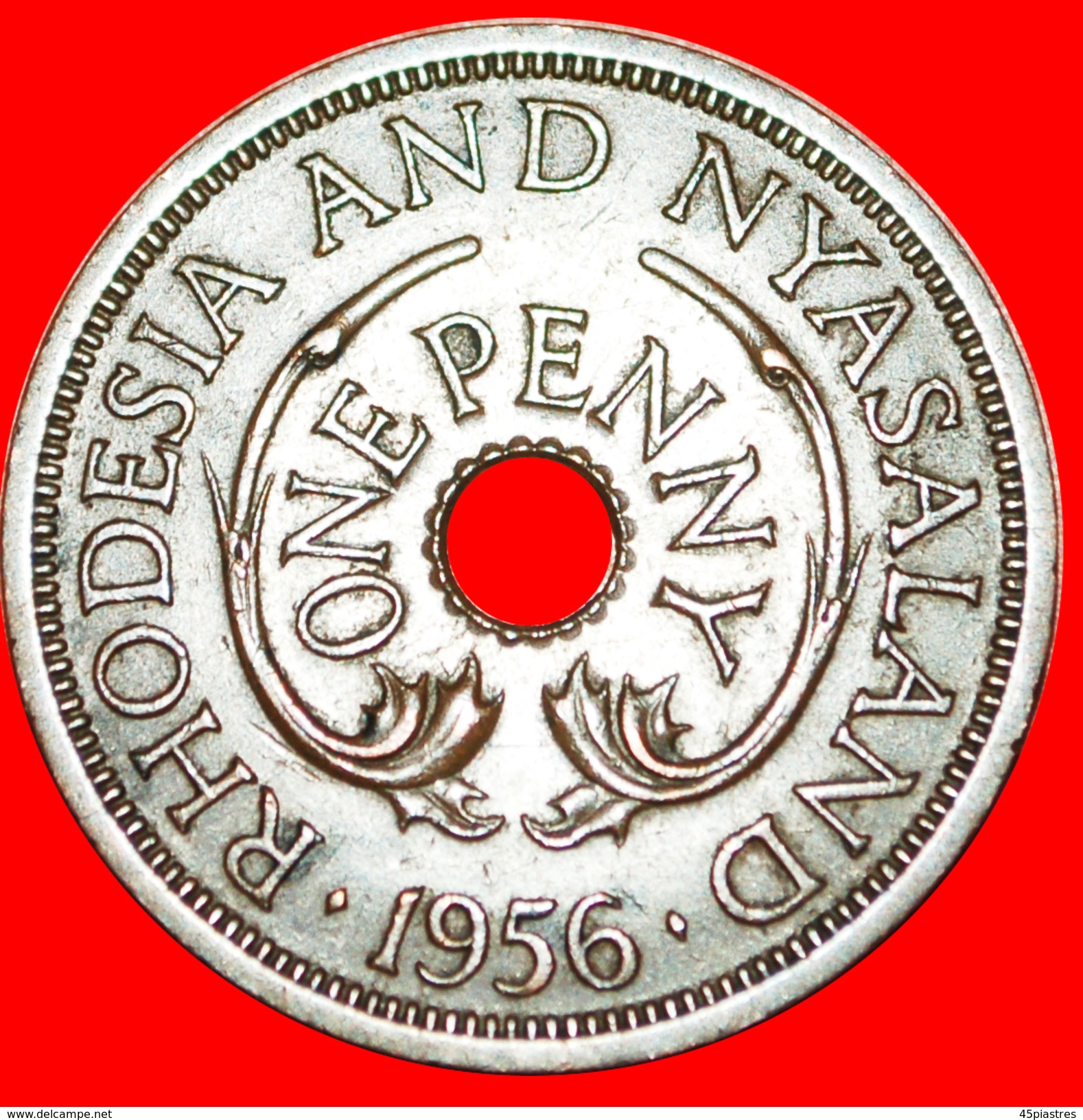 § ELEPHANTS: RHODESIA AND NYASALAND &#x2605; 1 PENNY 1956! LOW START&#x2605; NO RESERVE! - Rhodesien