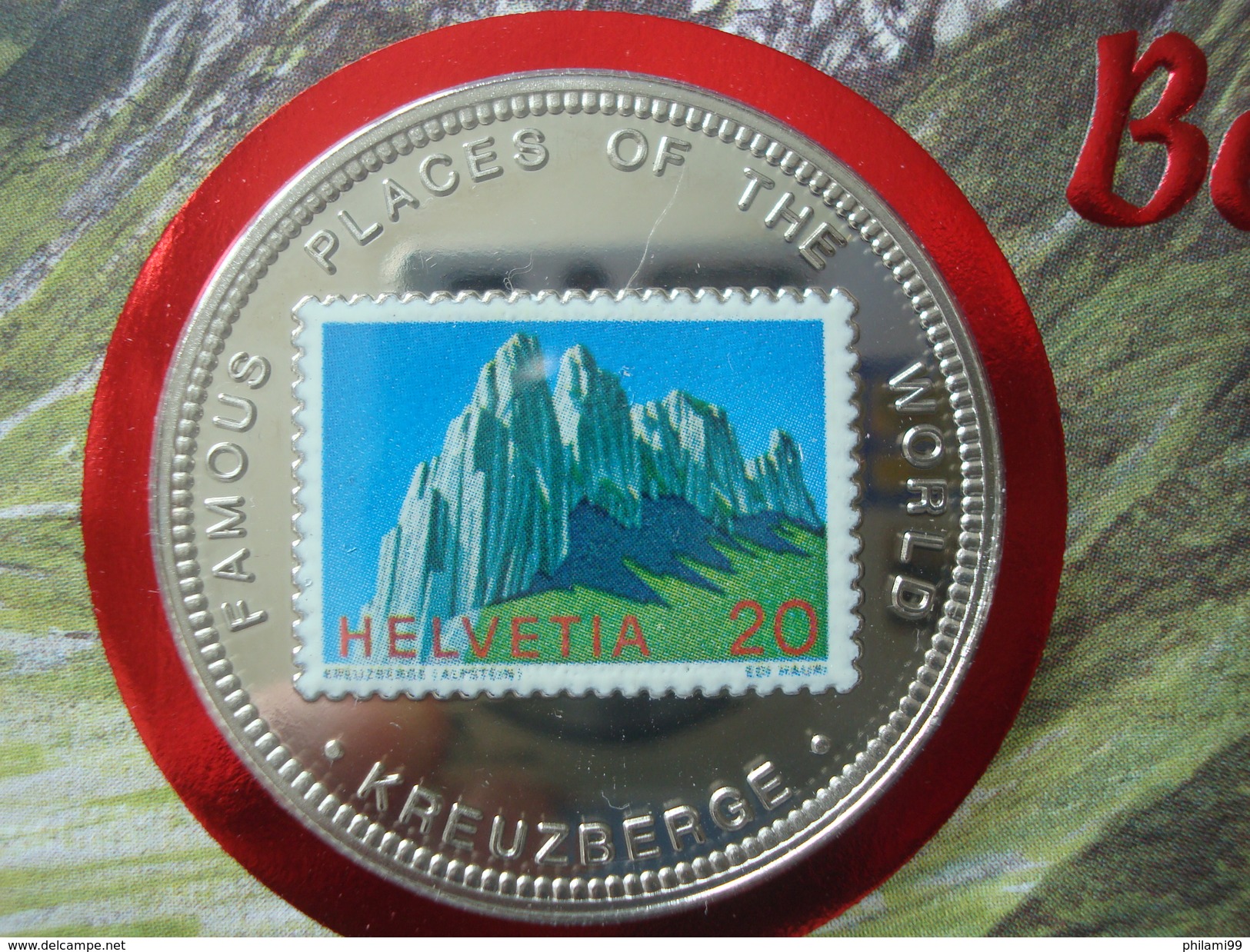 SWITZERLAND COVER W/h COIN UGANDA 1000 Sh 1996 / ALPINISM MOUNTAIN KREUZBERGE NUMISMATIC WORLD FAMOUS PLACES - Münzen