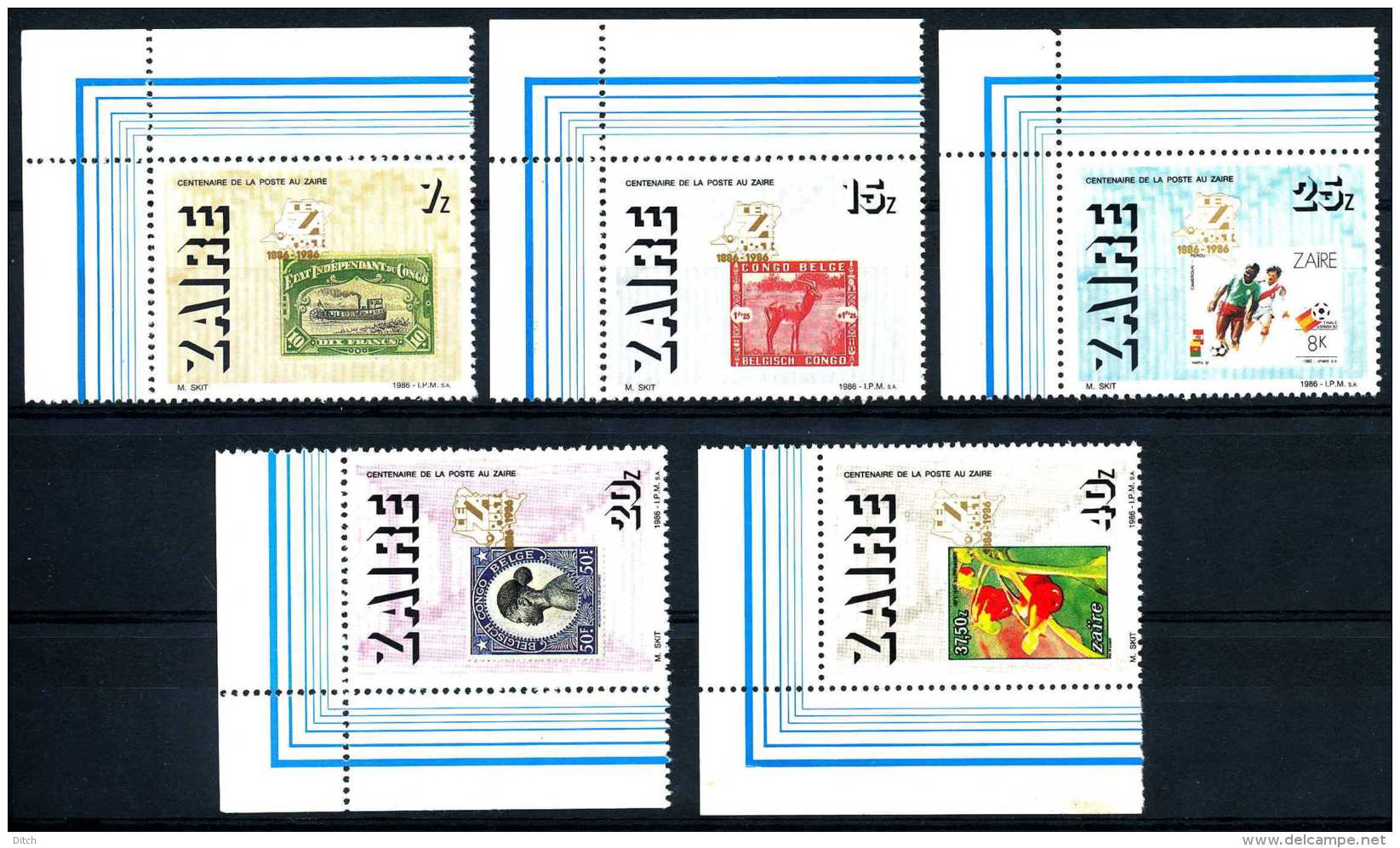 D- Zaire 1986 - Exposition Cenzapost - Fleurs - Timbres Sur Timbres - Bateau - Animaux - Sports ( Football ) - Sonstige & Ohne Zuordnung