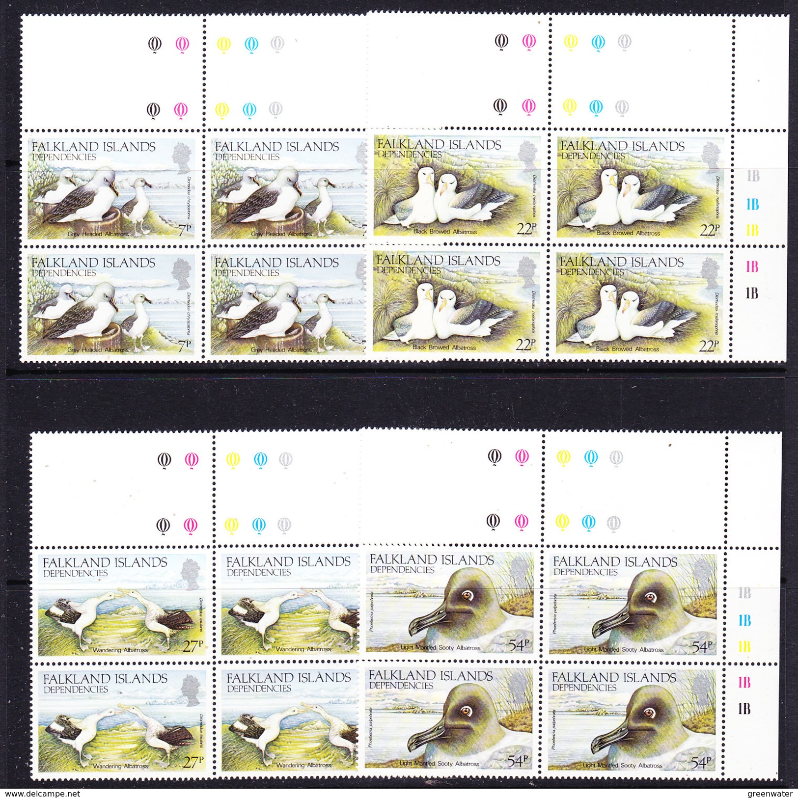 Falkland Islands Dependencies 1985 Albatross 4v Bl Of 4 (large Margin)  ** Mnh (35765) - Zuid-Georgia