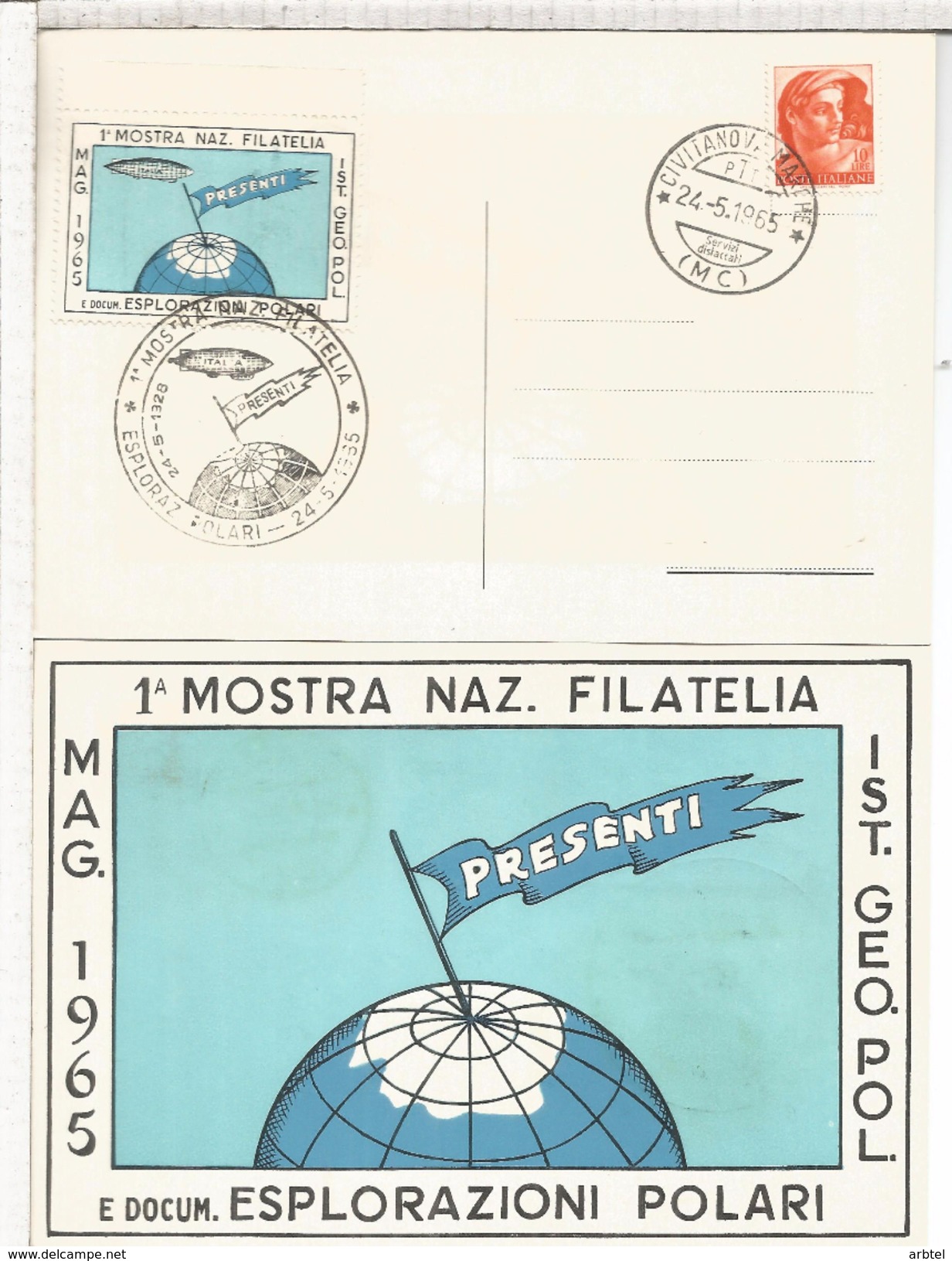 ITALIA 1965 1ª MUESTRA DE FILATELIA POLAR POLAR PHILATELY ZEPPELIN ITALIA - Eventos Y Conmemoraciones