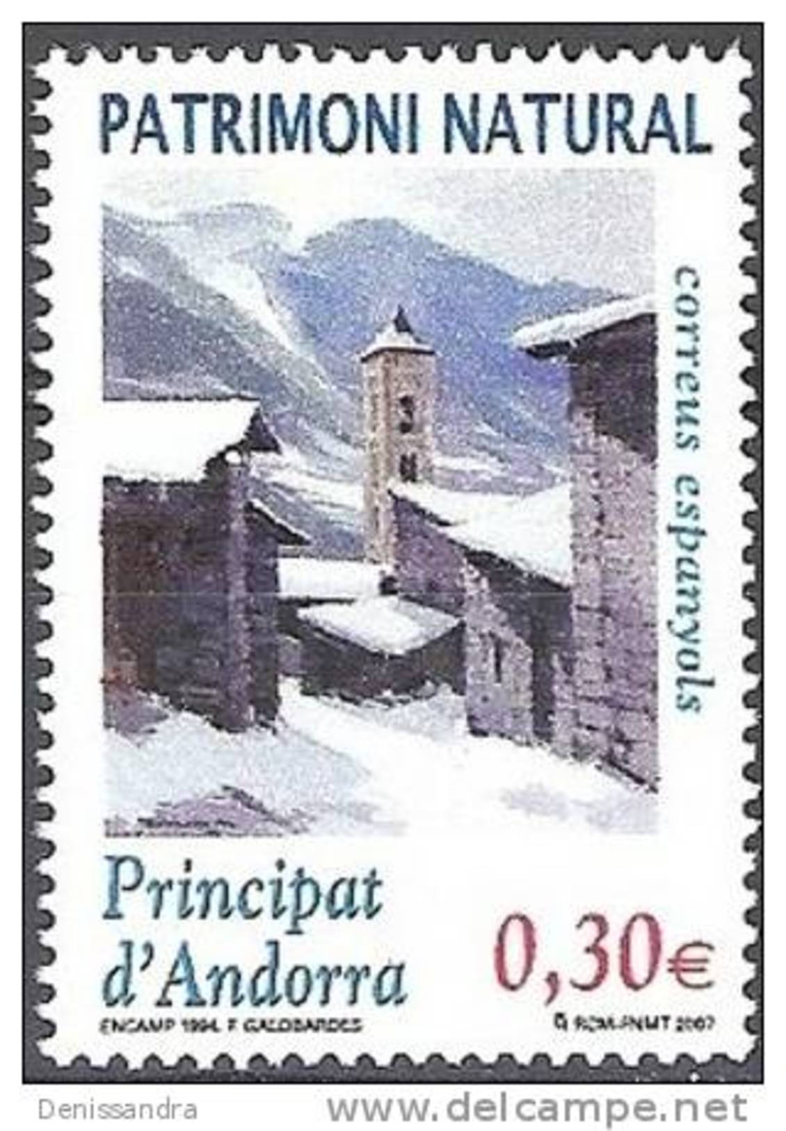 Andorra Español 2007 Yvert 330 Neuf ** Cote (2015) 1.20 Euro Franscesc Galobardes Eglise Sous La Neige - Unused Stamps
