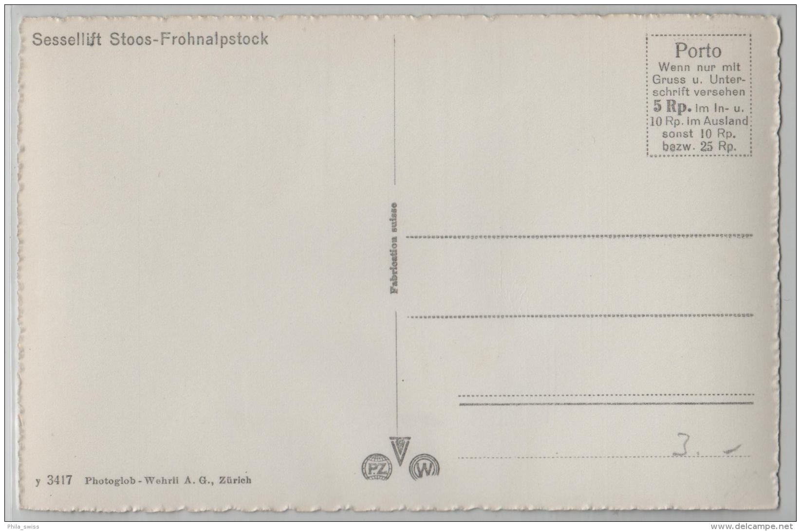 Sessellift Stoos-Frohnalpstock - Animee - Photoglob No. 3417 - Autres & Non Classés