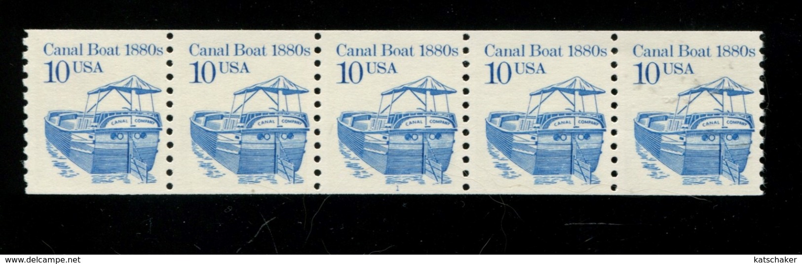 450369210 1987 (XX) SCOTT 2257 POSTFRIS MINTNEVER HINGED - TRANSPORTATION CANAL BOAT 1880S - PLATE 1 - Coils (Plate Numbers)
