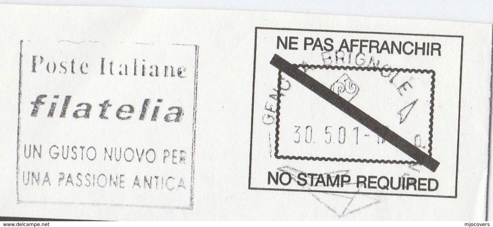 2001 ITALY COVER SLOGAN Pmk PHILATLEY A NEW  ANCIENT PASSION Prepaid Ppi Stamps - Other & Unclassified