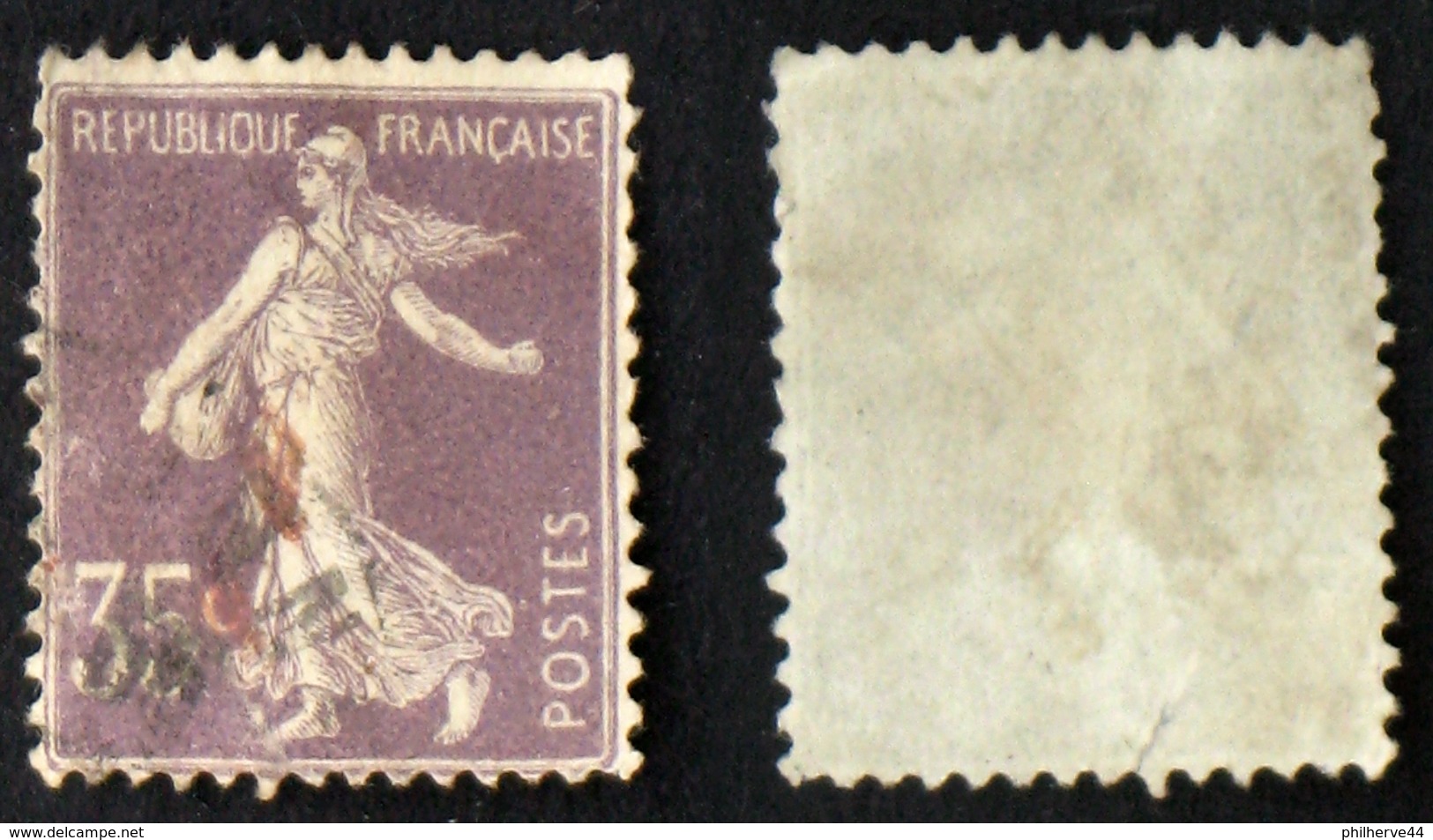 N° 136 35c Violet SEMEUSE Chiffre MAIGRE B Cote 15&euro; - 1906-38 Säerin, Untergrund Glatt