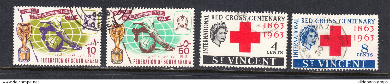 St. Vincent/S. Arabian Fed. 1963,1966 Red Cross/World Cup, Cancelled, Sc# ...,202-203, SG 23-24, 205-206 - Sonstige & Ohne Zuordnung