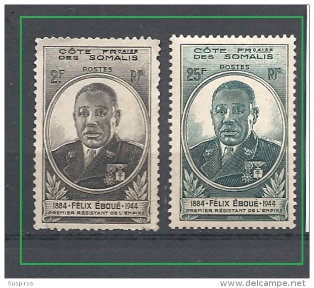 COSTA  DEI SOMALIS  1945 Governor Eboue * (O)  SEE SCAN PLEASE SOME HINGED - Oblitérés